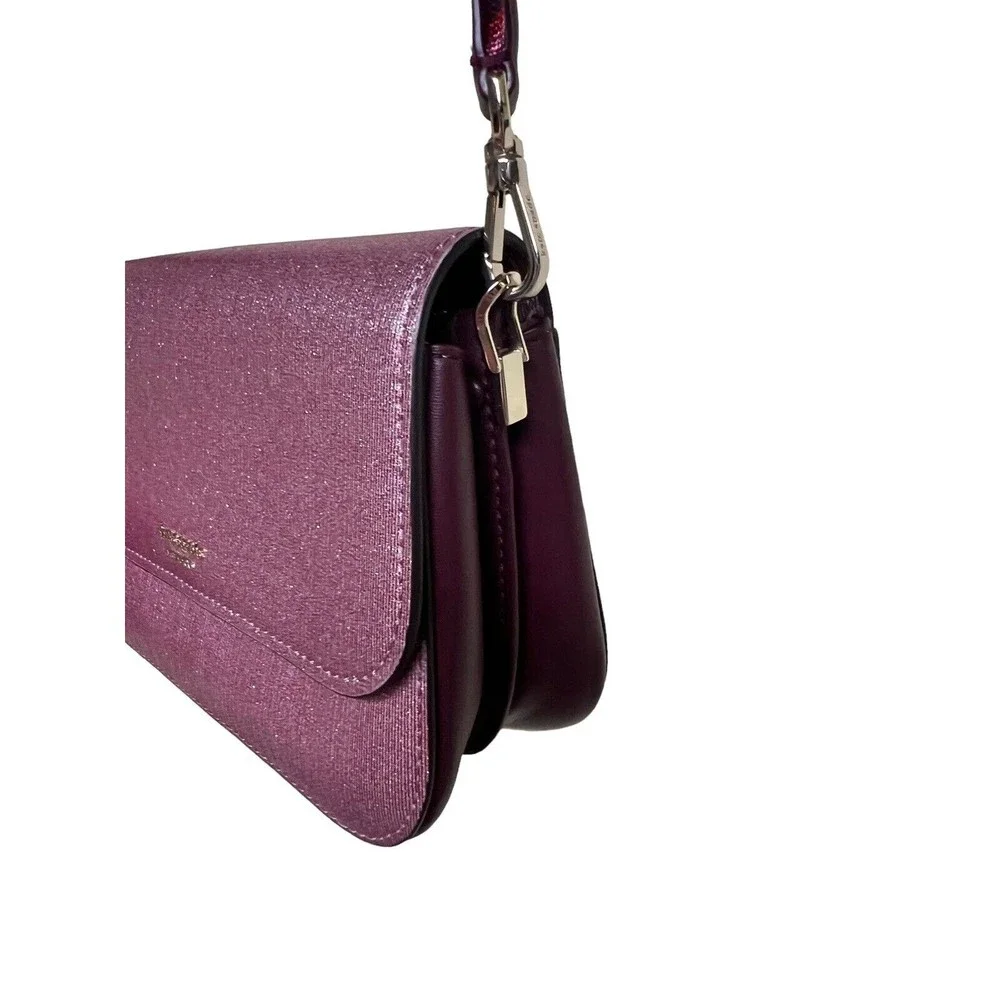 Kate Spade Buddie Glitter Striped‎ Leather Medium Pink Shoulder Bag